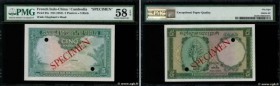 Country : FRENCH INDOCHINA 
Face Value : 5 Piastres - 5 Riels Spécimen 
Date : (1953) 
Period/Province/Bank : Institut d'Émission des États du Cambodg...