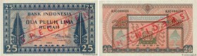 Country : INDONESIA 
Face Value : 25 Rupiah Spécimen 
Date : 1952 
Period/Province/Bank : Bank Indonesia 
Catalogue reference : P.44as 
Alphabet - sig...