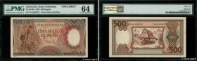 Country : INDONESIA 
Face Value : 500 Rupiah Spécimen 
Date : 1958 
Period/Province/Bank : Bank Indonesia 
Catalogue reference : P.60s 
Alphabet - sig...