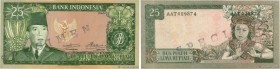 Country : INDONESIA 
Face Value : 25 Rupiah Spécimen 
Date : 1960 
Period/Province/Bank : Bank Indonesia 
Catalogue reference : P.84bs 
Alphabet - sig...