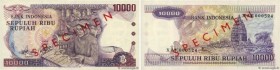 Country : INDONESIA 
Face Value : 10000 Rupiah Spécimen 
Date : 1979 
Period/Province/Bank : Bank Indonesia 
Catalogue reference : P.118s 
Alphabet - ...