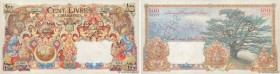 Country : LEBANON 
Face Value : 100 Livres Spécimen 
Date : 1945 
Period/Province/Bank : Banque de Syrie et du Liban 
Catalogue reference : P.53s 
Alp...