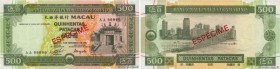 Country : MACAU 
Face Value : 500 Patacas Spécimen 
Date : 03 septembre 1990 
Period/Province/Bank : Banco Nacional Ultramarino 
Catalogue reference :...