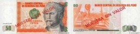 Country : PERU 
Face Value : 50 Intis Spécimen 
Date : 03 avril 1985 
Period/Province/Bank : Banco Central de Reserva Del Peru 
Catalogue reference : ...