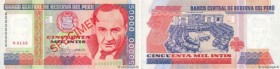 Country : PERU 
Face Value : 50000 Intis Spécimen 
Date : 28 juin 1988 
Period/Province/Bank : Banco Central de Reserva Del Peru 
Catalogue reference ...