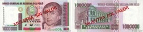 Country : PERU 
Face Value : 1000000 Intis Spécimen 
Date : 05 janvier 1990 
Period/Province/Bank : Banco Central de Reserva Del Peru 
Catalogue refer...