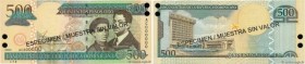 Country : DOMINICAN REPUBLIC 
Face Value : 500 Pesos Oro Spécimen 
Date : 2002 
Period/Province/Bank : Banco Central de la Republica Dominicana 
Catal...