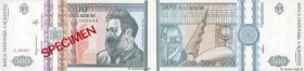 Country : ROMANIA 
Face Value : 500 Lei Spécimen 
Date : décembre 1992 
Period/Province/Bank : Banca Nationala a Romaniei 
Catalogue reference : P.101...