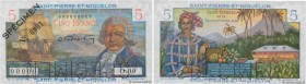 Country : SAINT PIERRE AND MIQUELON 
Face Value : 5 Francs Bougainville Spécimen 
Date : (1950) 
Period/Province/Bank : Caisse Centrale de la France d...