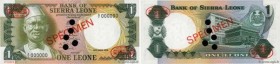Country : SIERRA LEONE 
Face Value : 1 Leone Spécimen 
Date : 19 avril 1974 
Period/Province/Bank : Bank of Sierra Leone 
Catalogue reference : P.5as ...