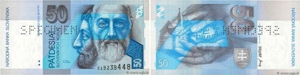 Country : SLOVAKIA 
Face Value : 50 Korun Spécimen 
Date : 01 août 1993 
Period/...