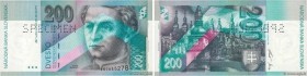 Country : SLOVAKIA 
Face Value : 200 Korun Spécimen 
Date : 01 août 1995 
Period/Province/Bank : Slovak National Bank 
Catalogue reference : P.26s 
Al...