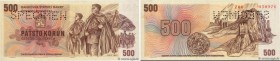 Country : CZECHOSLOVAKIA 
Face Value : 500 Korun Spécimen 
Date : 1973 
Period/Province/Bank : Statni Banka Ceskoslovenska 
Catalogue reference : P.93...
