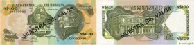 Country : URUGUAY 
Face Value : 100 Nuevos Pesos Spécimen 
Date : (1987) 
Period/Province/Bank : Banco Central del Uruguay 
Catalogue reference : P.62...