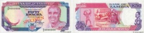 Country : ZAMBIA 
Face Value : 50 Kwacha Spécimen 
Date : (1989) 
Period/Province/Bank : Bank of Zambia 
Catalogue reference : P.33as 
Alphabet - sign...