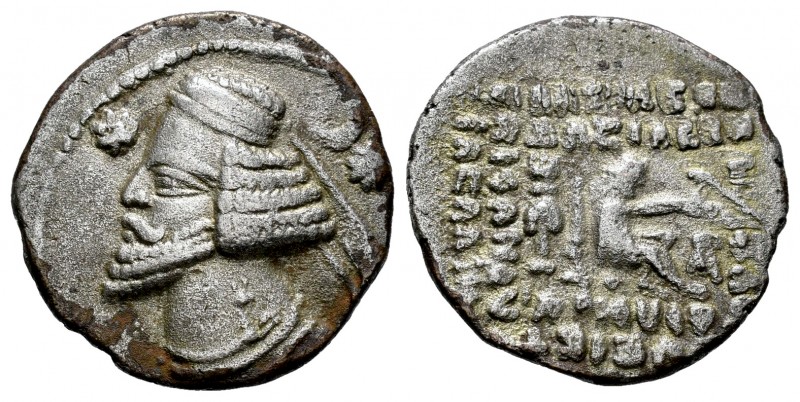 Imperio Parto. Orodes II. Dracma. 57-38 a.C. (Gc-7445). Ag. 2,94 g. MBC-. Est......