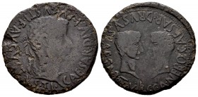 Caesar Augusta. As. 14-36 d.C. Zaragoza. (Abh-352). (Acip-3069). Anv.: Cabeza laureada de Tiberio a izquierda, alrededor TI CAESAR DIVI AVGVSTI F AVGV...