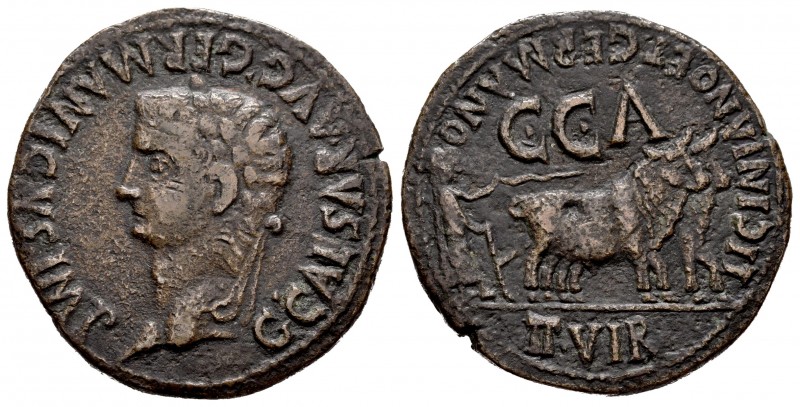 Caesar Augusta. As. 37-41 a.C. Zaragoza. (Abh-391). (Acip-3100). Anv.: Cabeza la...
