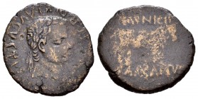 Cascantum. Semis. 14-36 d.C. Cascante (Navarra). (Abh-693). (Acip-3160). Anv.: Cabeza laureada de Tiberio a derecha, alrededor (TI CAESA)R DIVI AVGVST...