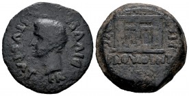 Emerita Augusta. As. 14-36 d.C. Mérida (Badajoz). (Abh-1052). (Acip-3393). Anv.: Cabeza de Augusto a izquierda, alrededor DIVVS AVGVSTVS PATER. Ae. 11...