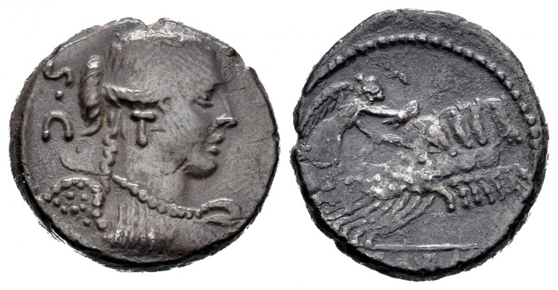 Carisia. Denario. 46 a.C. Roma. (Ffc-538). (Craw-464/5). (Cal-378). Ag. 3,98 g. ...