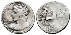 Licinia. Denario. 84 a.C. Roma. (Ffc-803). (Craw-354/1). (Cal-889). Ag. 3,90 g. MBC-. Est...40,00. / Licinius. Denario. 84 a.C. Rome. (Ffc-803). (Craw...