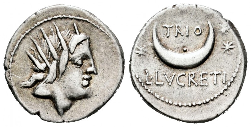 Lucretia. Denario. 76 a.C. Roma. (Ffc-826). (Craw-390/1). (Cal-912). Anv.: Cabez...