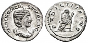 Otacilia Severa. Denario. 244-245 d.C. Roma. (Spink-9159). (Ric-123c). Rev.: PVDICITIA AVG. Pudicitia sentada a izquierda con velo y cetro. Ag. 4,15 g...