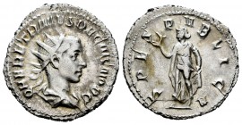 Herenio Etrusco. Antoniniano. 250-251 d.C. Roma. (Spink-9526). (Ric-149). (Seaby-38). Rev.: SPES PVBLICA. Esperanza avanzando a izquierda con flor y s...