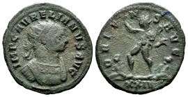 Aureliano. Antoniniano. 273 d.C. Siscia. (Spink-11573). (Ric-255). Rev.: ORIENS AVG, XXIP en exergo. Sol entre dos cautivos. Ae. 3,43 g. BC+. Est...18...