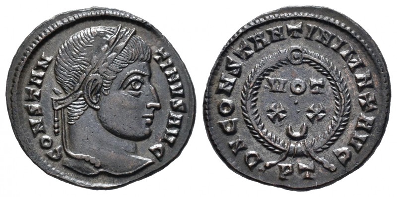 Constantino I. Follis. Ticinum. (Ric-167). Rev.: DN CONSTANTINI MAX AVG, en exer...