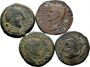 Lote de 4 bronces de Hispania Antigua, Obulco, Gades, Caesar Augusta y Clunia. A EXAMINAR. BC/MBC-. Est...150,00. / Lote de 4 bronces de Hispania Anti...
