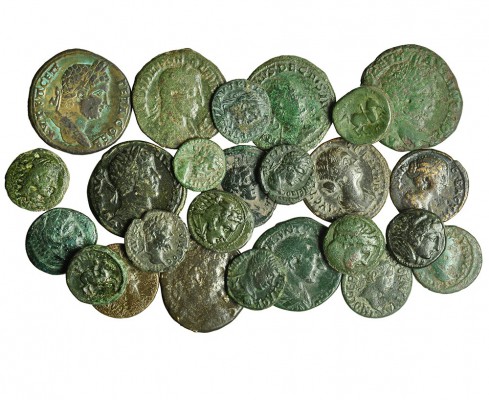 18 bronces. Imperio Romano, ciudades de Tracia y 7 bronces de Filipo III de Mace...