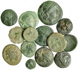 14 bronces diferentes de 12 a 30mm. Tracia. Alegopostami, Kardia, Chersonesos, Lysimacheia, Maroneia (2), Mesembria (4), Odessos (2), Adrusae y Pantik...