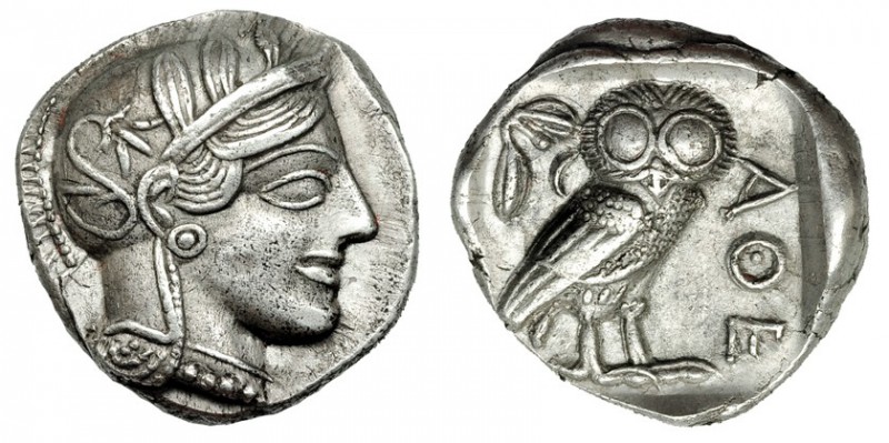 ÁTICA. Atenas. Tetradracma (S. V-IV a.C.). A/ Cabeza de Atenea con casco ornamen...
