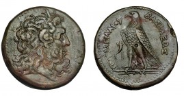 EGIPTO. Ptolomeo III, Evergetes. Alejandría. AE-41mm. (245-221 a.C.). R/ Águila a izq, delante cornucopia y entre las patas monograma: XP. AE 76,5 g. ...
