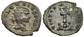 CLAUDIO II. Antoniniano. Cyzicus. R/ Dos cautivos sentados a los lados de un trofeo; VICTOR GERMAN. RIC-247(R). MBC+. Rara. Ex C. Dattari.