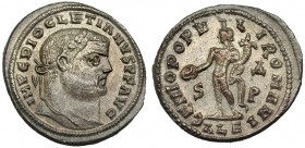DIOCLECIANO. Follis. Alejandría (302-3). Marca: A y SP. RIC-34a. R. P. O. EBC. Ex C. Dattari.