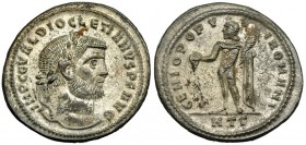 DIOCLECIANO. Follis. Heraclea (296-7). Marcas: HTG. R/ GENIO POPVLI ROMANI. RIC-17a. P. O. EBC+/EBC. Ex C. Dattari.