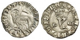 JUAN I. Blanca del Agnus Dei. Marca: L-E. León. III-553. EBC+. Rara en esta conservación.