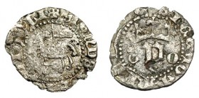 JUAN I. 1/2 blanca del Agnus Dei. Marcas: T-O góticas. en el rev. III-564. BC+/MBC-. Rara.