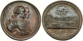 Medalla conmemorativa a la defensa del castillo del Morro en la Habana. 1763. R/ LVDOVICO DE VELASCO ET VINCENTIO GONZALEZ. AE 54mm. Grabador: Prieto....