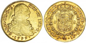 8 escudos. 1799. Popayán. JF. VI-1379. Pequeñas marcas. MBC+.