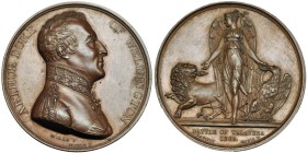 Medalla. Duque de Wellington. Batalla de Talavera (1809). AE-41mm. Grabador: Mills y Lafitte. Diseño de Mudie. SC.