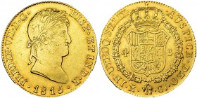 4 escudos. 1815. Madrid. GJ. VI-1421. R.B.O. MBC+/ EBC-. Escasa.