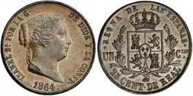 25 céntimos de real. 1864. Segovia. VI-155. EBC+.