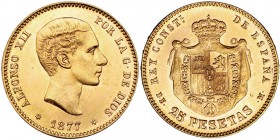 25 pesetas. 1877 *18-77. Madrid. DEM. VII-104. SC.