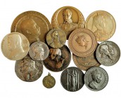 14 medallas. 1805-1983. Tres de plata y resto de cobre y bronce. De 23 a 73 mm. Gran Bretaña (6), Alemania (2), Bélgica, Argentina y Bolívar (4). Toda...
