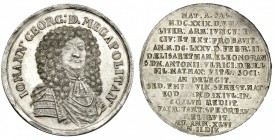 ESTADOS ALEMANES. Mecklenburg.Schewerin. Taler. 1675. A la muerte del duque Johann Georg de Mirow. 20,50 g. KM-107/LS363. EBC. Rara.
