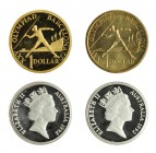 AUSTRALIA. Lote de 4 monedas. Dólar. 1992 KM-175 prueba y SC; KM-175 a 1 y 175 a 2, prueba. Muy escasa.